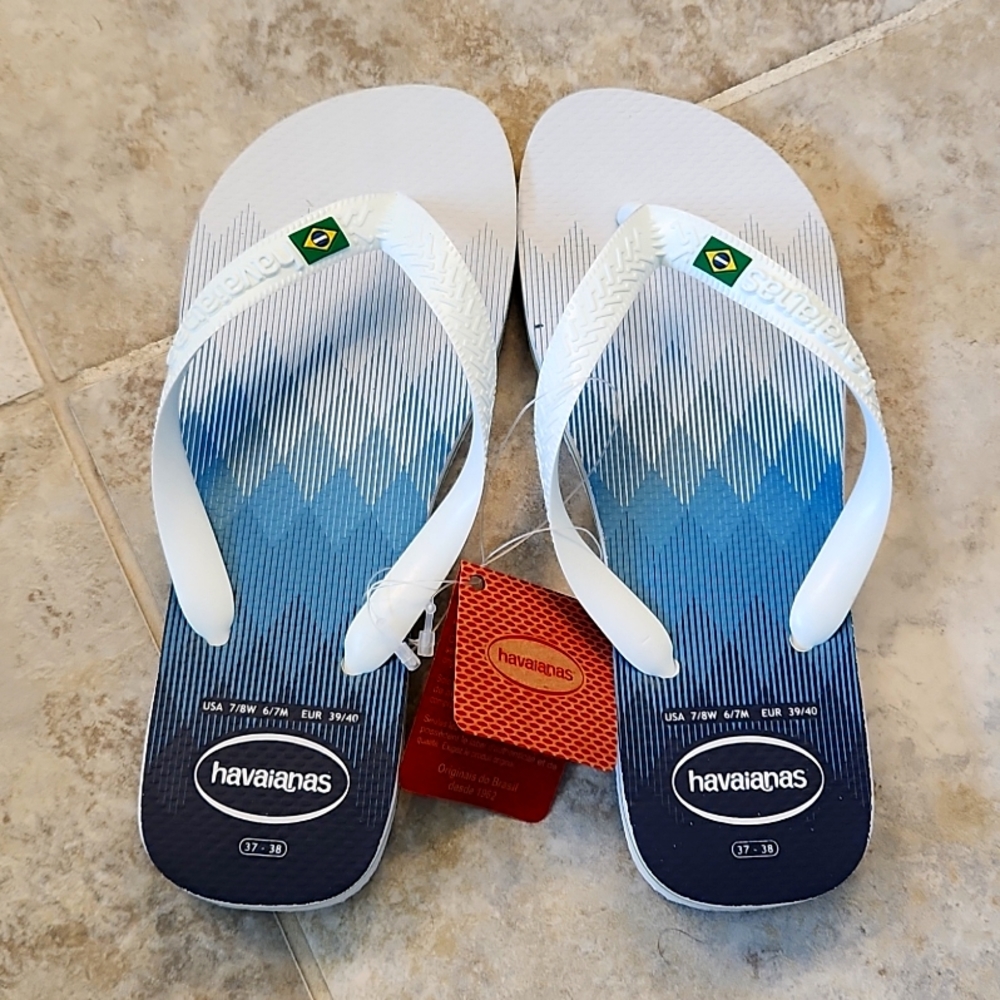 NWT White Havaianas Brazil Fresh 37-38 7-8